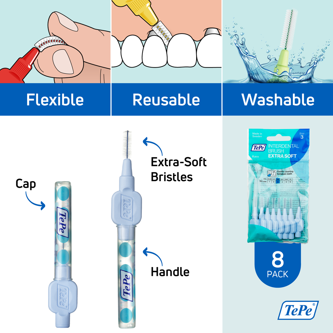 TePe® Interdental Brushes Extra Soft Blue - 0.6 mm (ISO 3)